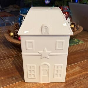 Threshold White Ceramic Holiday House cookie jar